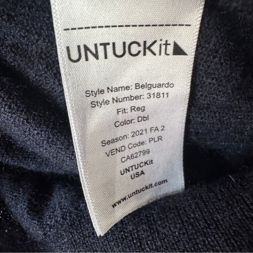 UNTUCKit Belguardo 100% Extra Fine Merino Wool Men's Sweater 1/4 Zip Navy Blue L - Picture 4 of 9